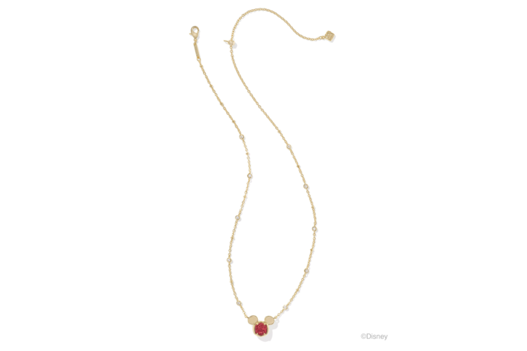 Kendra Scott Disney Gold Mickey Mouse Short Pendant Necklace in Bright Red Drusy