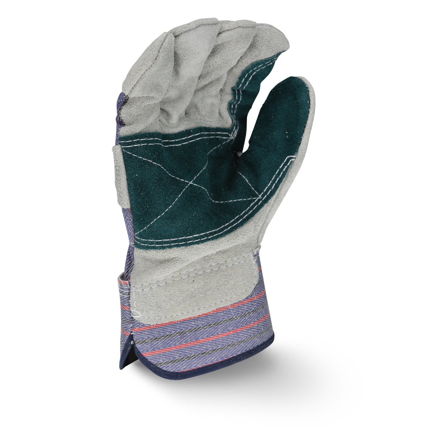 RWG3200DP Regular Shoulder Gray Split Cowhide Double Leather Palm Glove - Size L