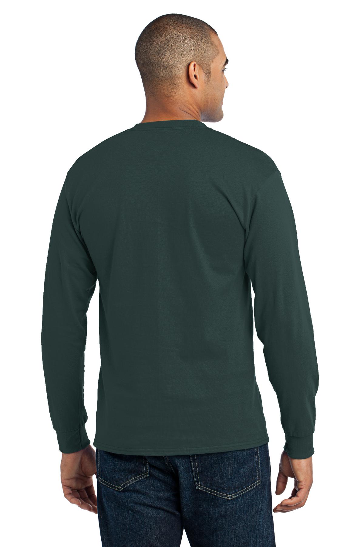 Dark Green Port & Company Tall Long Sleeve Core Blend Tee. PC55LST