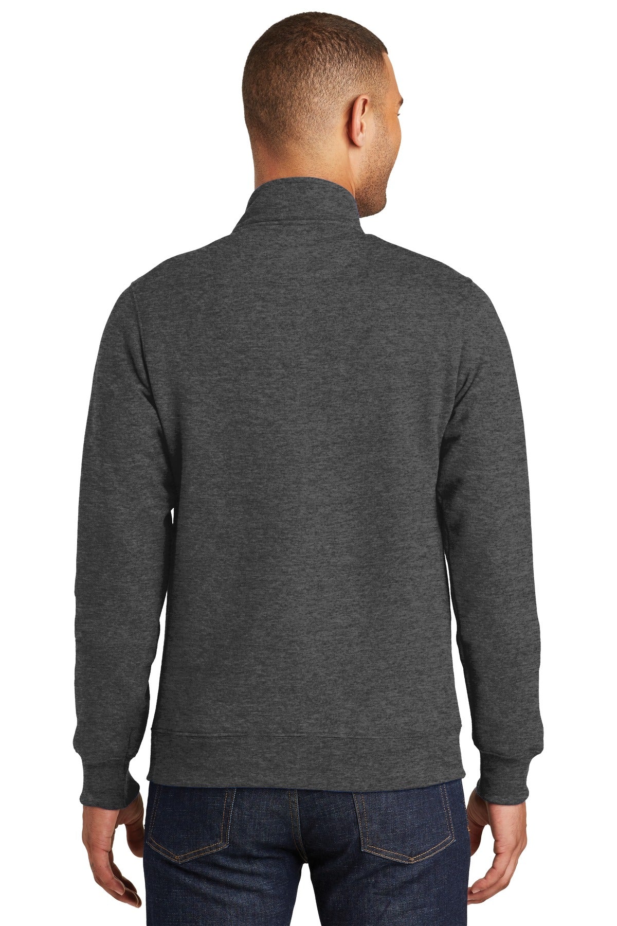 Dark Hthr Grey Port & Company Fan Favorite Fleece 1/4-Zip Pullover Sweatshirt. PC850Q