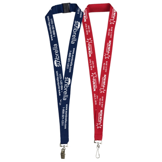 Burgandy "AUBURN" 1” Overseas Silkscreen Lanyard