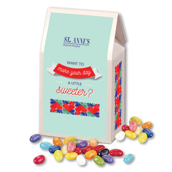Jelly Belly Jelly Beans in Gable Top Gift Box with Full Color Imprint