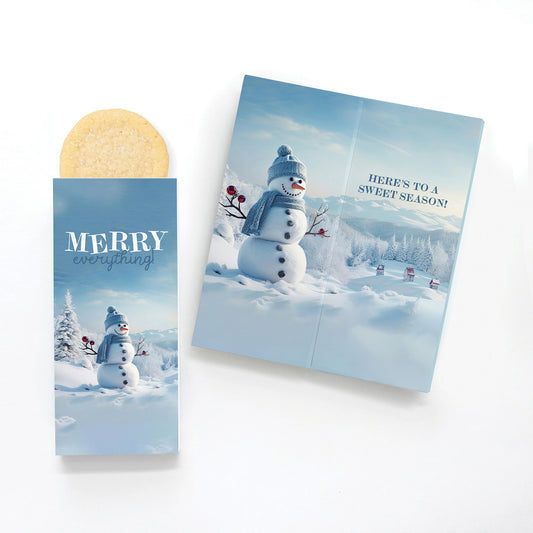 One Color Foil-Stamped Stock Snowman Sweeter Cards with Sugar Cookies