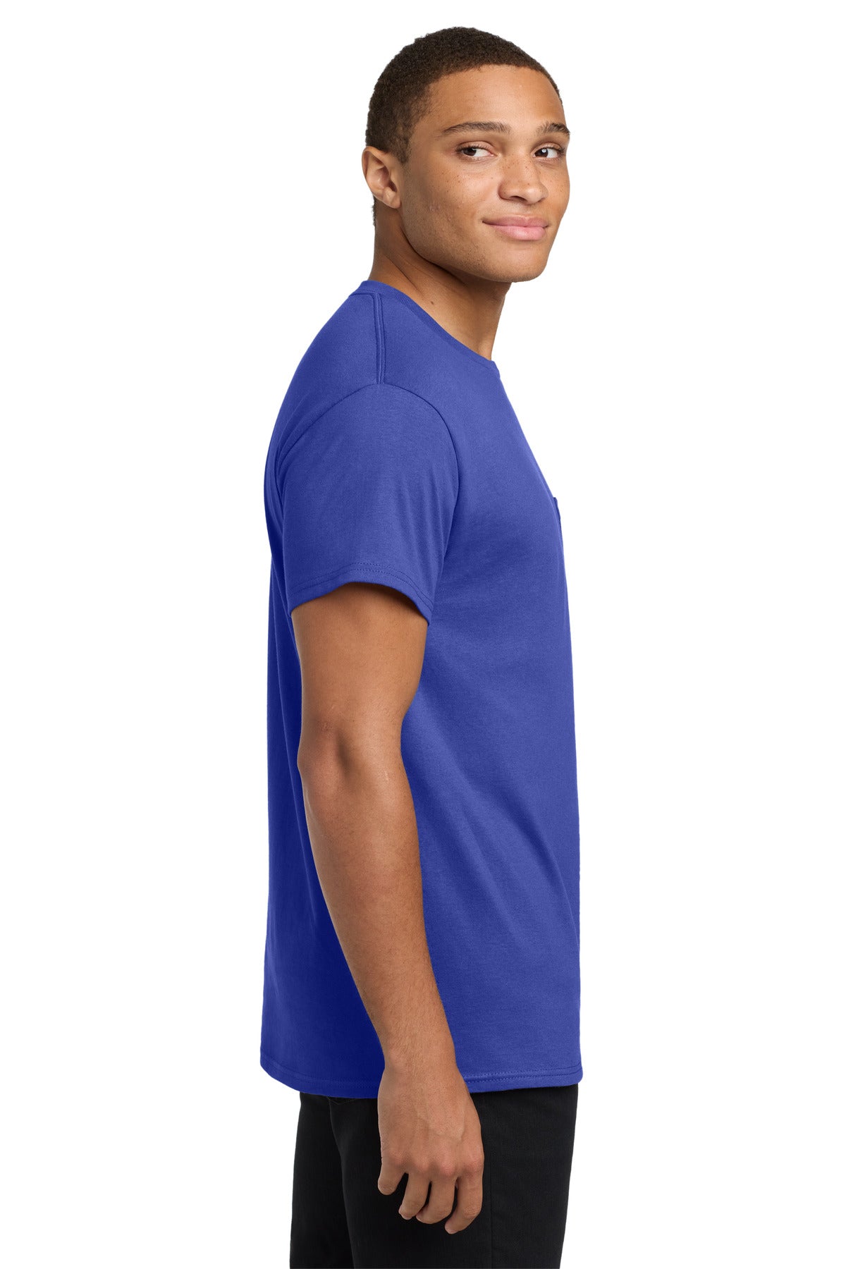 Deep Royal Hanes - Authentic 100% Cotton T-Shirt with Pocket. 5590