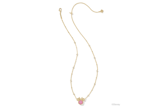 Kendra Scott Disney Gold Minnie Mouse Short Pendant Necklace in Hot Pink Drusy