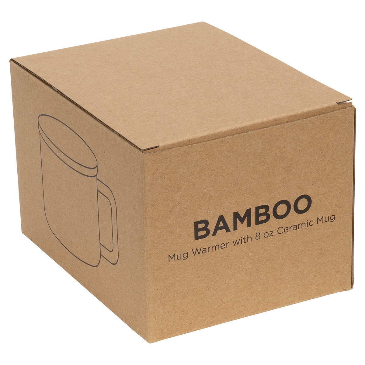 White Bamboo Mug Warmer with 8 oz Ceramic Mug