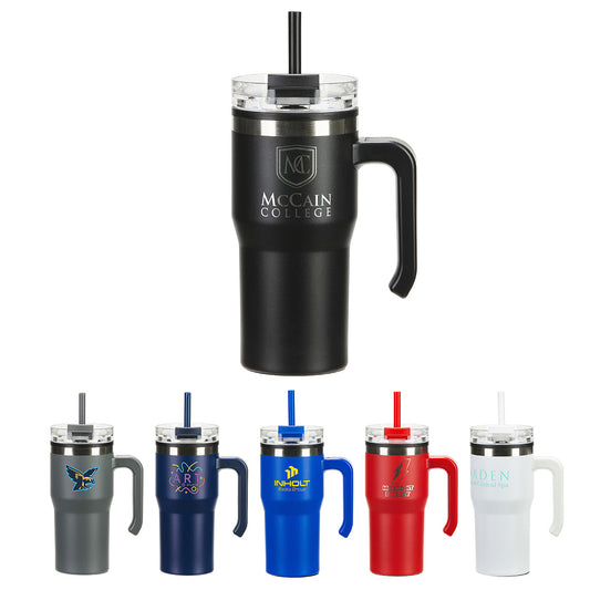 Black Outback 20 oz Stainless Steel/Polypropylene Mug with Lid and Straw