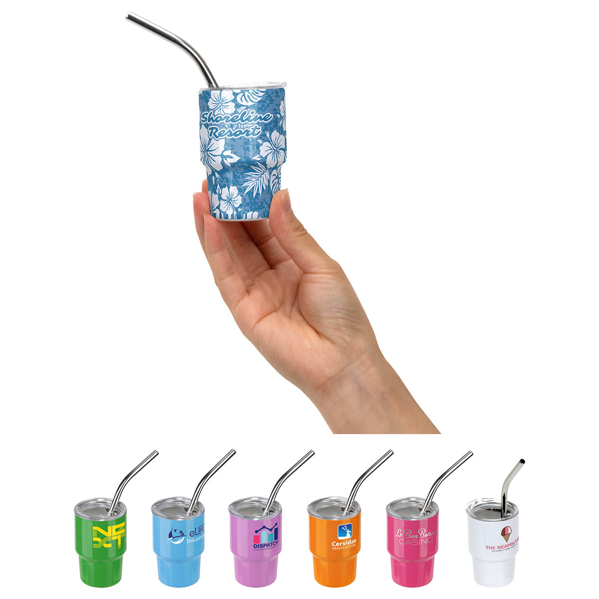 Green Mini Belmont 3 oz Double-Wall Stainless Steel Tumbler with Straw