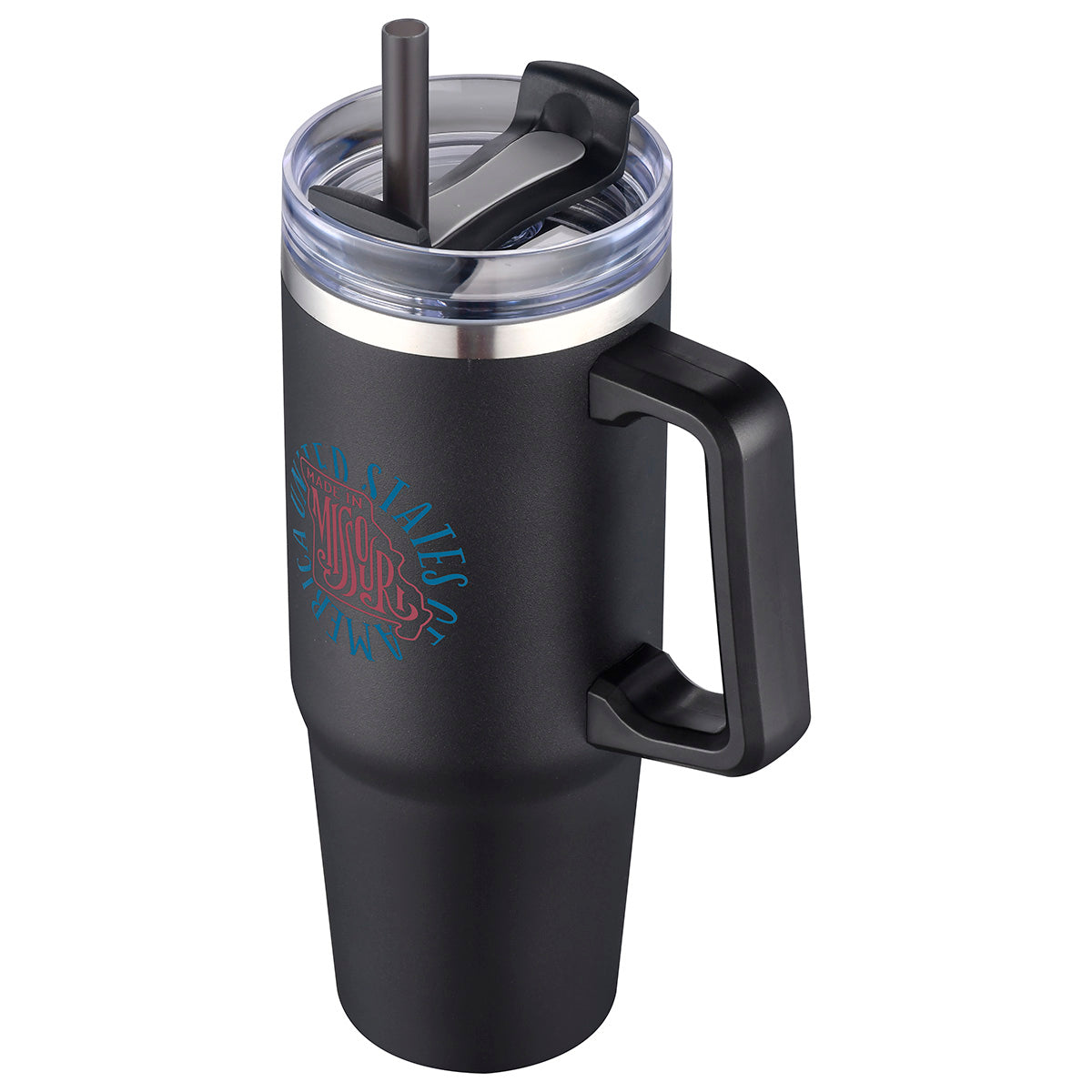 Aqua Blue Milo 30 oz Vacuum Insulated Stainless Steel Mug with Straw