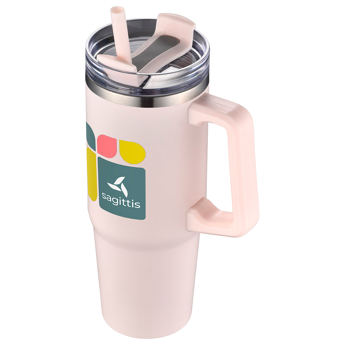 Aqua Blue Milo 30 oz Vacuum Insulated Stainless Steel Mug with Straw