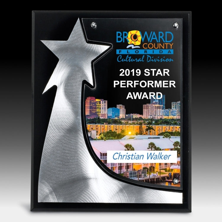 The Rising Star Plaque - Laser Engraved - (8" x 10" x 3/4")