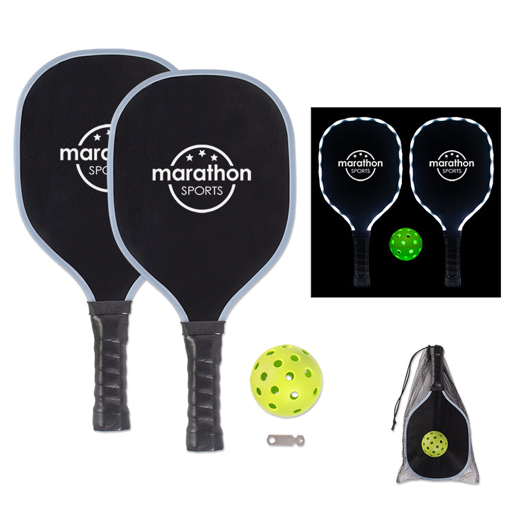 Black LED Pickleball Set in Mesh Bag
