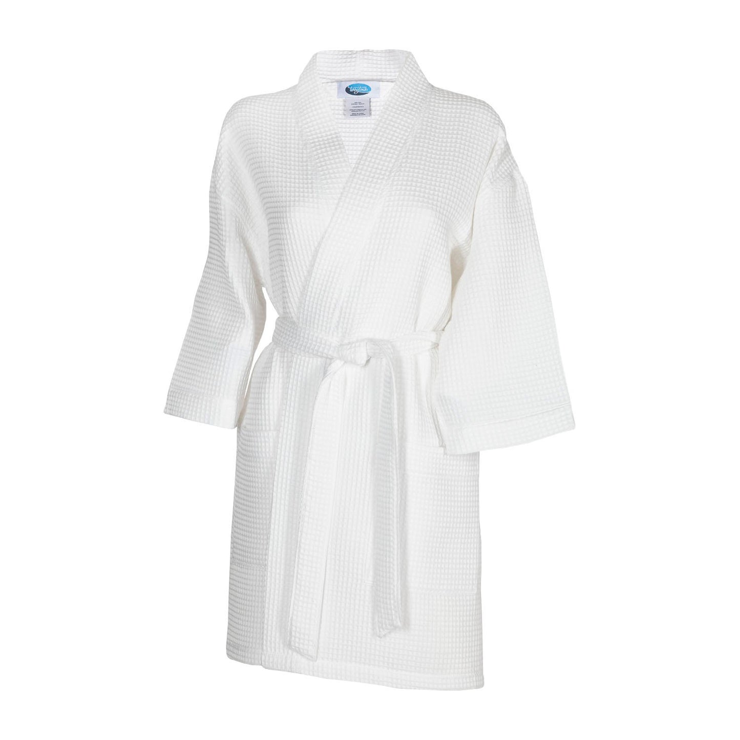 Thigh Length Waffle Weave Kimono Robe