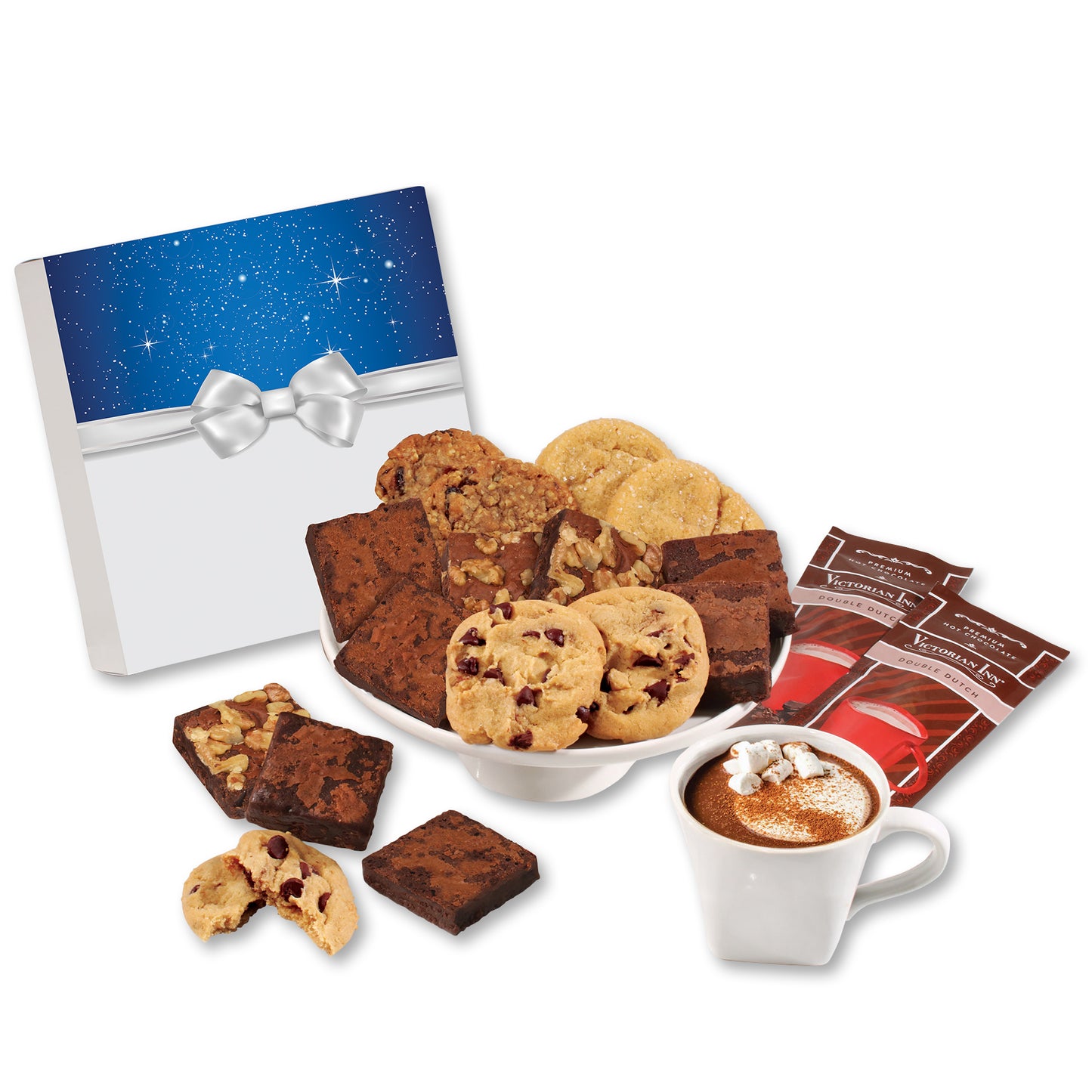 Gourmet Cookie & Brownie Gift Box with Bow Sleeve