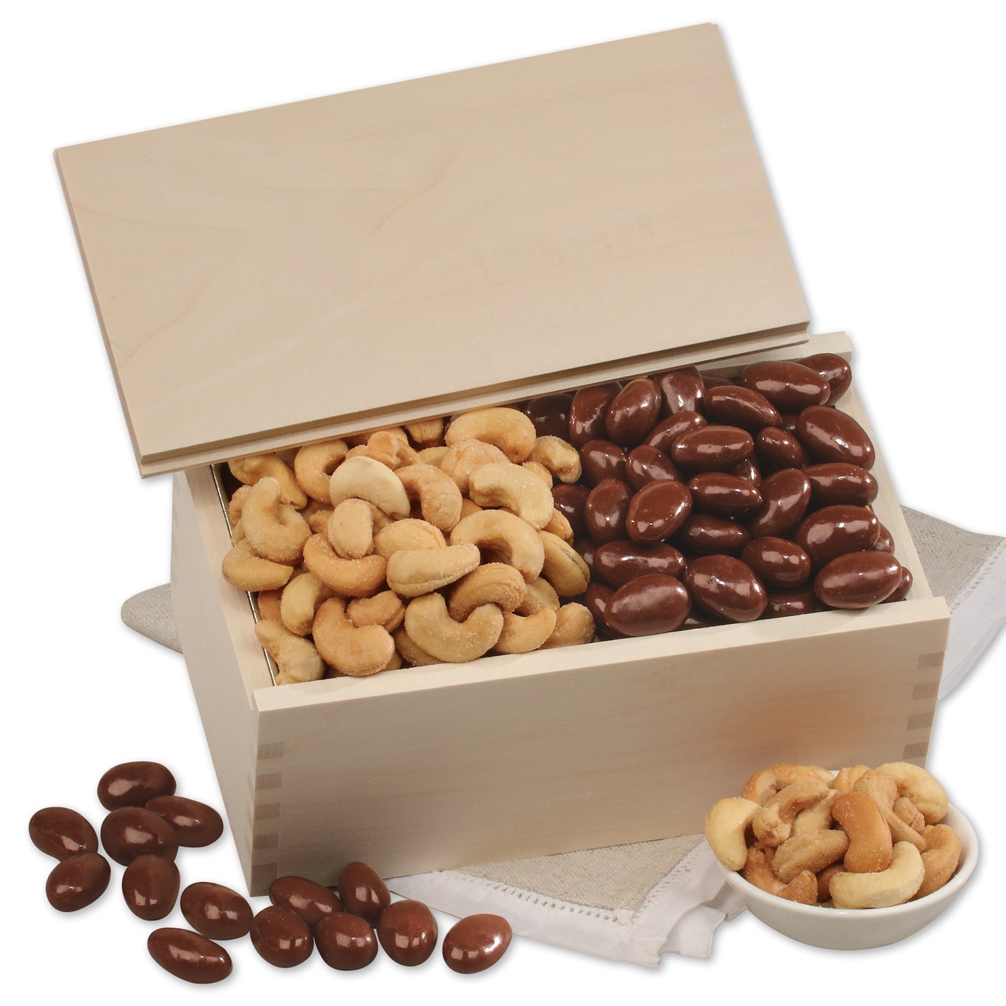 Chocolate Almonds & Cashews in Wooden Collector's Box