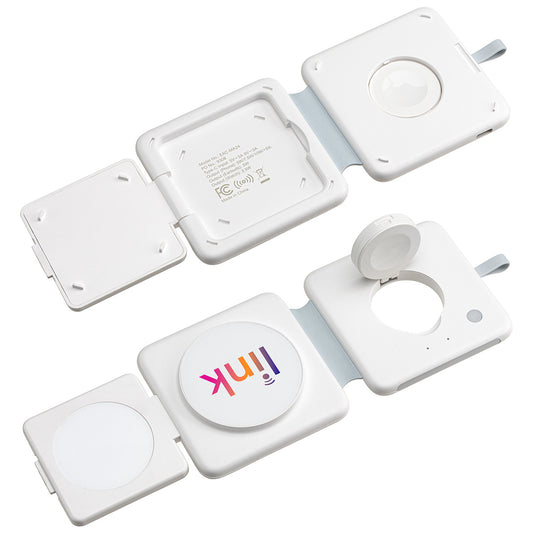 White Magport Tri-Fold 3-in-1 Wireless Charger