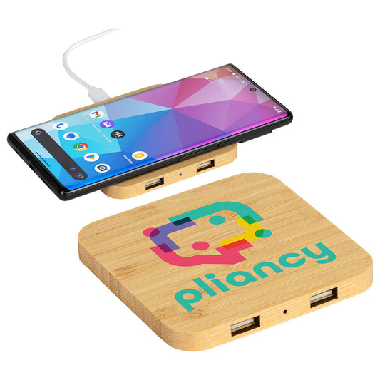 Bamboo Panda FSC® Bamboo 5W Wireless Charger with Dual USB Ports