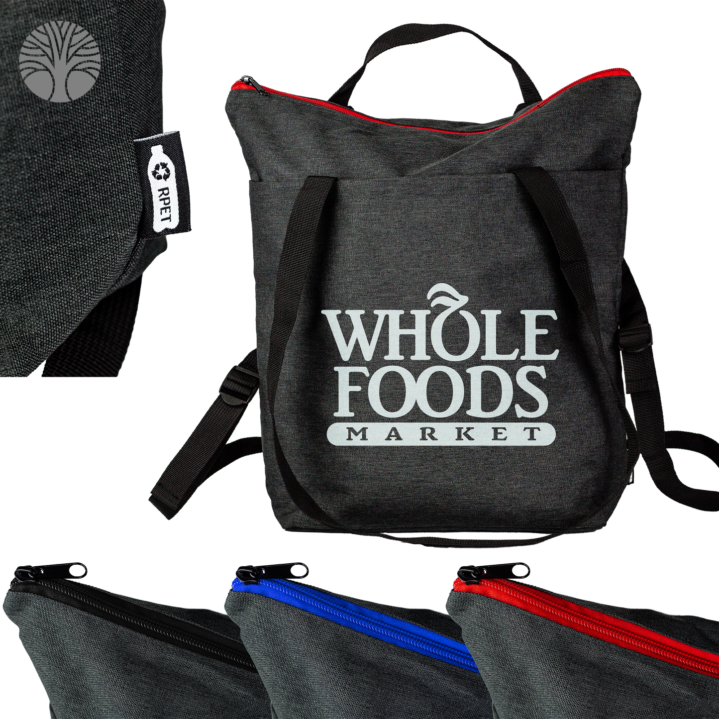 Black Eco-Conscious 10" x 4" x 15"RPET Tote/Backpack