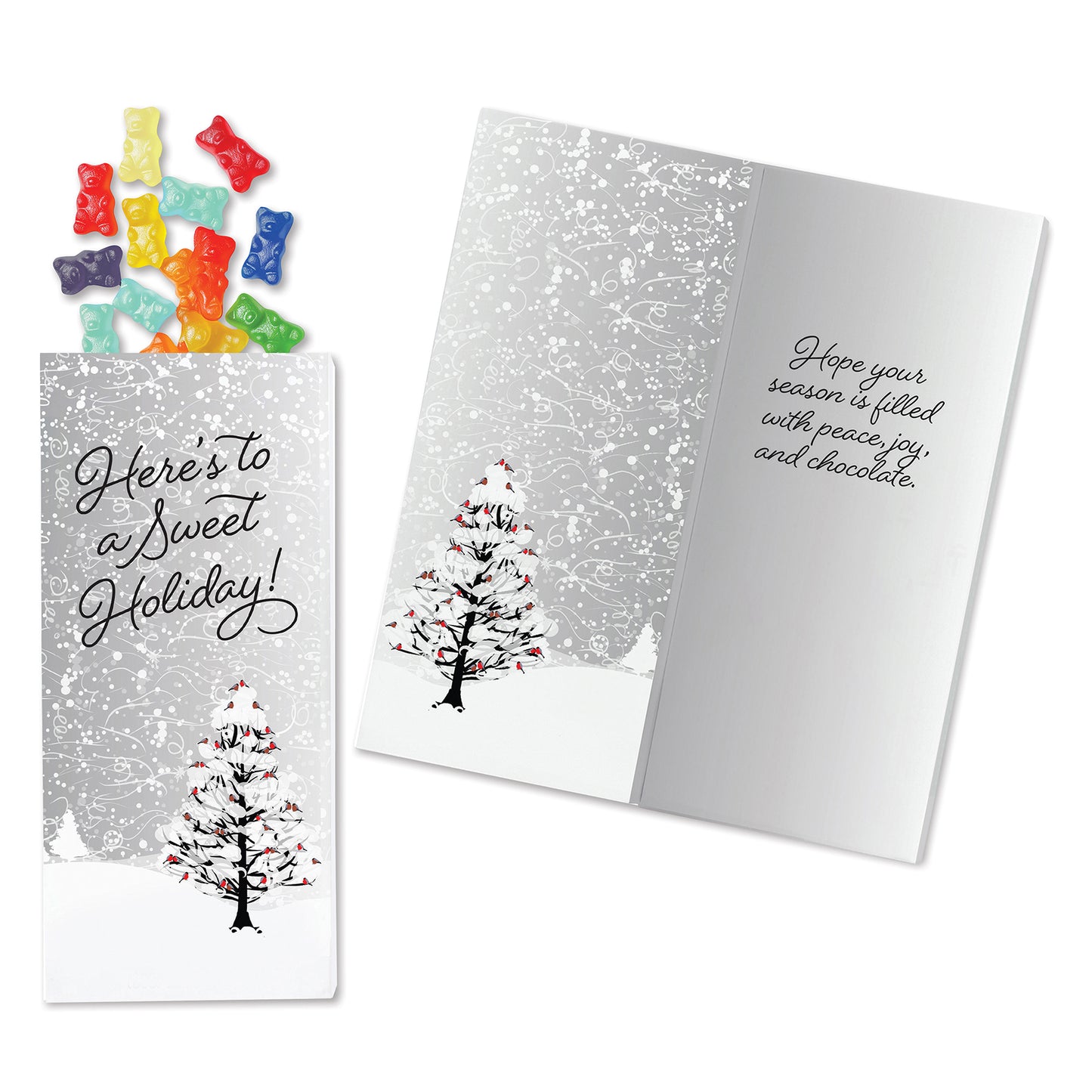 One Color Foil-Stamped Stock Cardinals Sweeter Cards with Albanese Gummi Bears