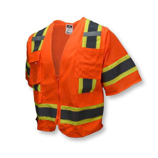 SV63 Two Tone Surveyor Type R Class 3 Two Tone Safety Vest - Orange - Size XL