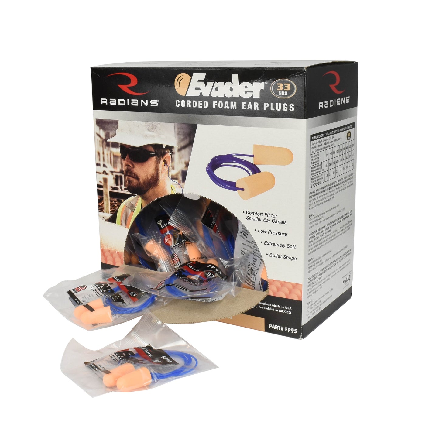 EVADER® 33 Disposable Foam Earplugs - Corded
