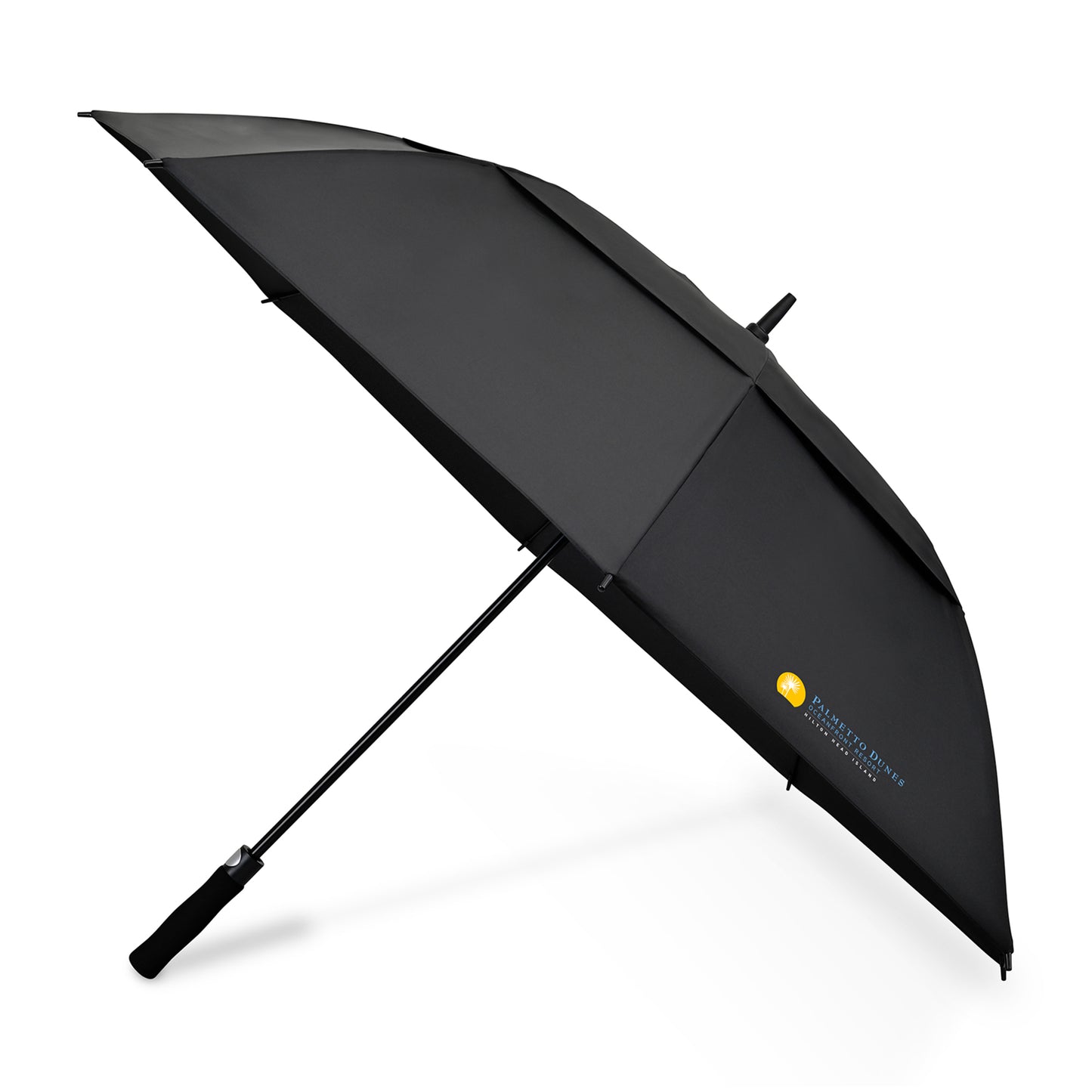 Black Elements 60" Recycled Auto Open Double Canopy Golf Umbrella