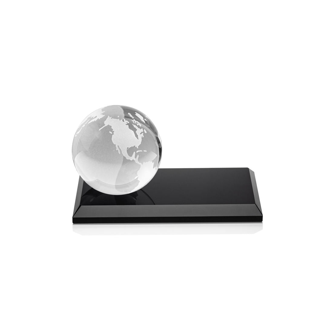 Globe VividPrint™ Award on Rectangle Base - Black