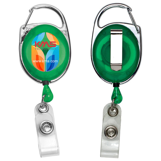 "Oberlin PI" 30” Cord PhotoImage ® Full Color Imprint* Retractable Carabiner Style Badge Reel and Ba