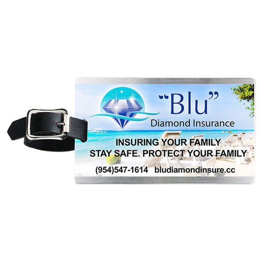 "Kingcobra" Brushed Aluminum Kwik Seal® Backing Luggage Bag Tag (PhotoImage Full Color)