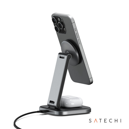 SATECHI® 2-in-1 Foldable Qi2 Wireless Charging Stand