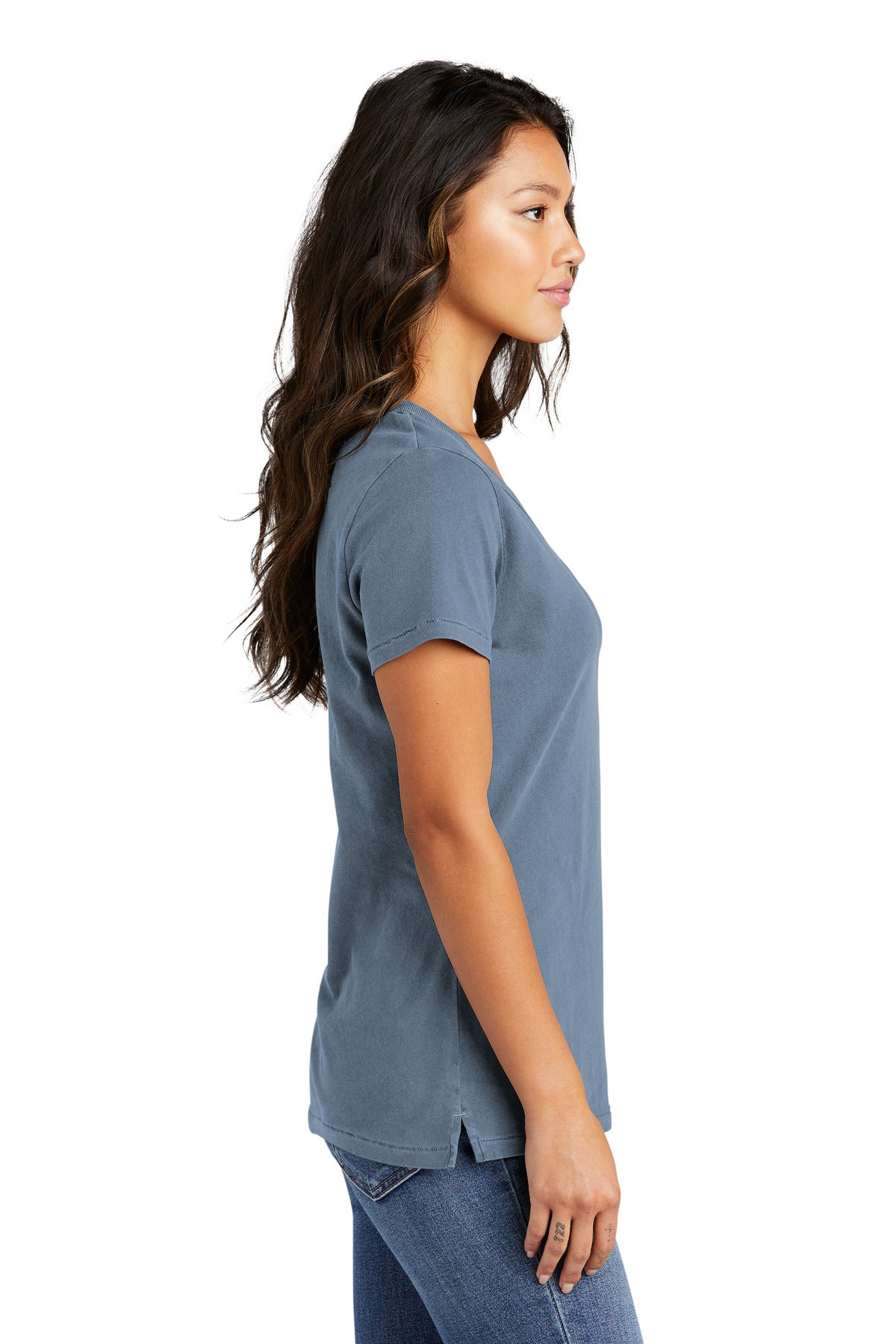 FadedDenim Port & Company Women's Beach Wash Garment-Dyed V-Neck Tee LPC099V