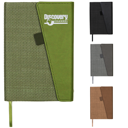 Black Faux Leather Foldover Notebook