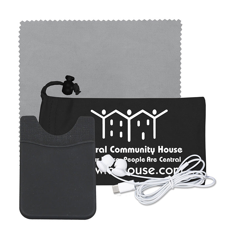 “Tuneboom Lux ” Mobile Tech Earbud Kit with Microfiber Cloth,