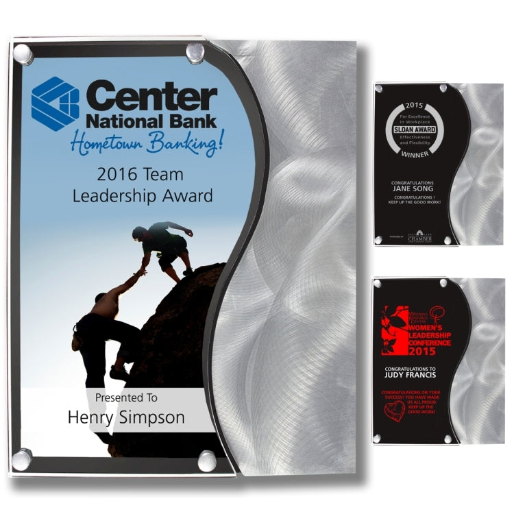 Vantage Plaque w/Curved Accent - Laser Engraved - (8" x 10")