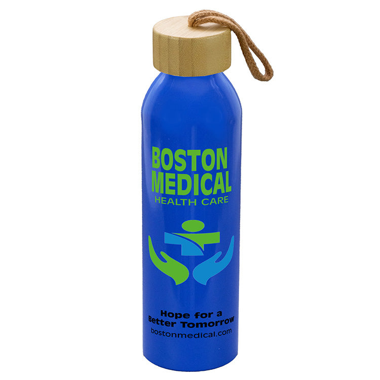 "WHITNEY" 22oz Recycled RPET Aluminum Bottle With a Bamboo Lid