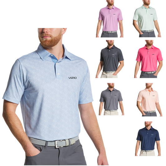 Blue Jay/White FootJoy Speckle Print Men's Polo - S