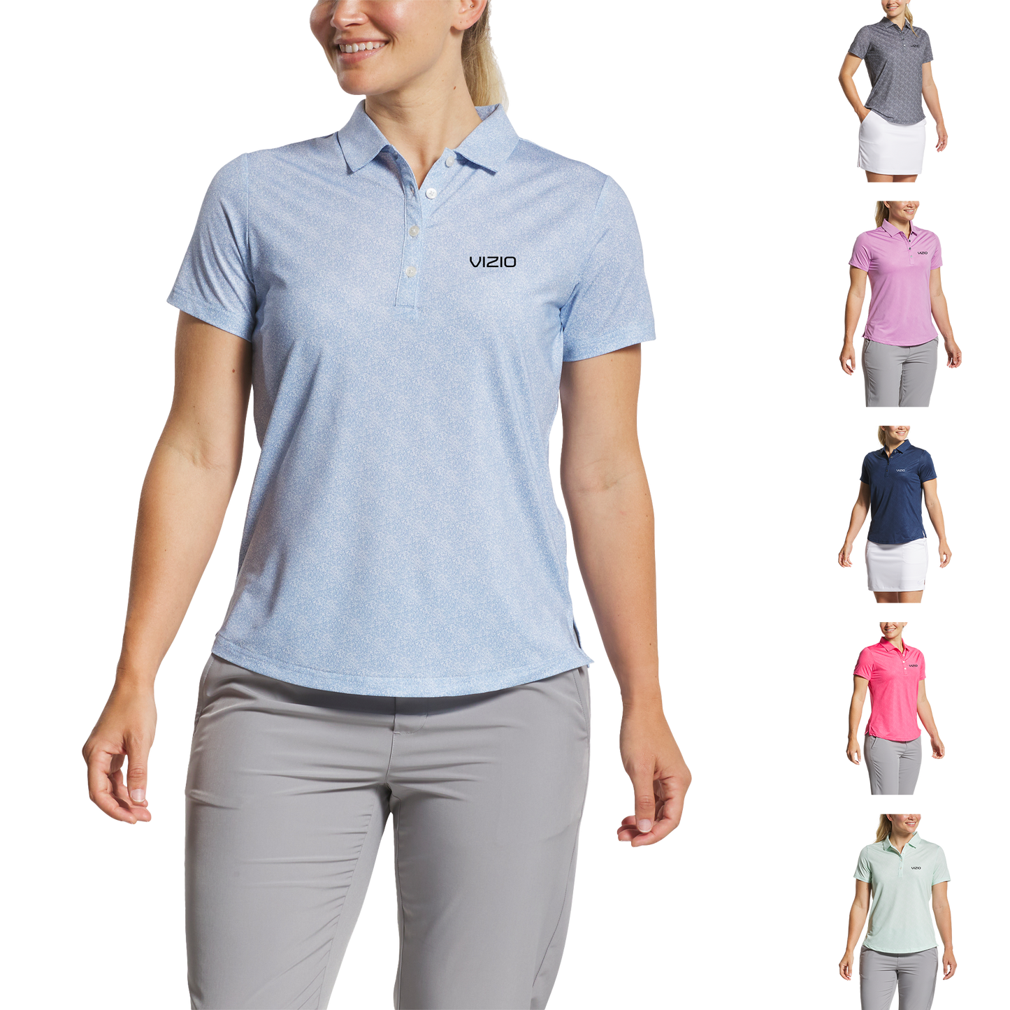 Blue Jay/White FootJoy Women's Speckle Short Sleeve Print Shirt - 2XL