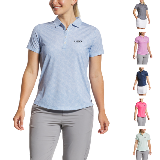 Blue Jay/White FootJoy Women's Speckle Short Sleeve Print Shirt - 2XL