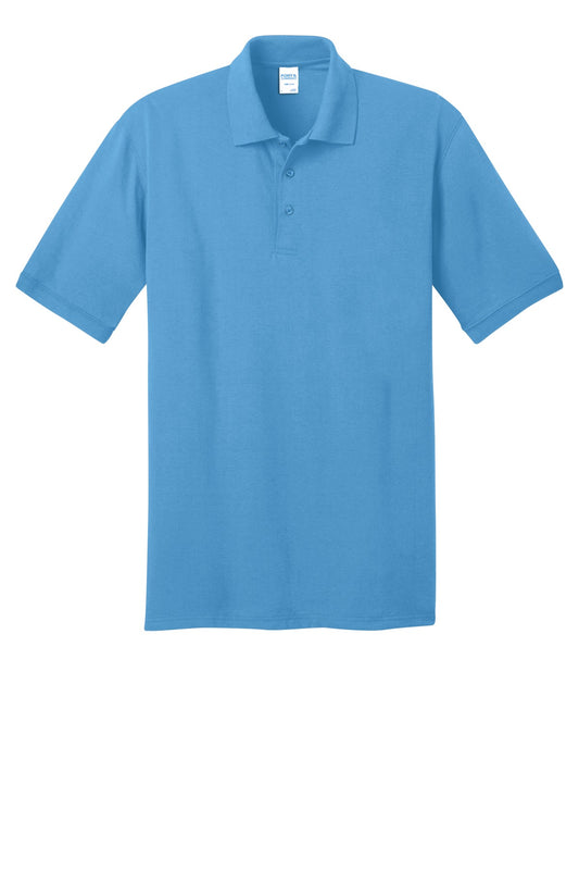 Front View of Aquatic Blue Port & Company Tall Core Blend Jersey Knit Polo. KP55T