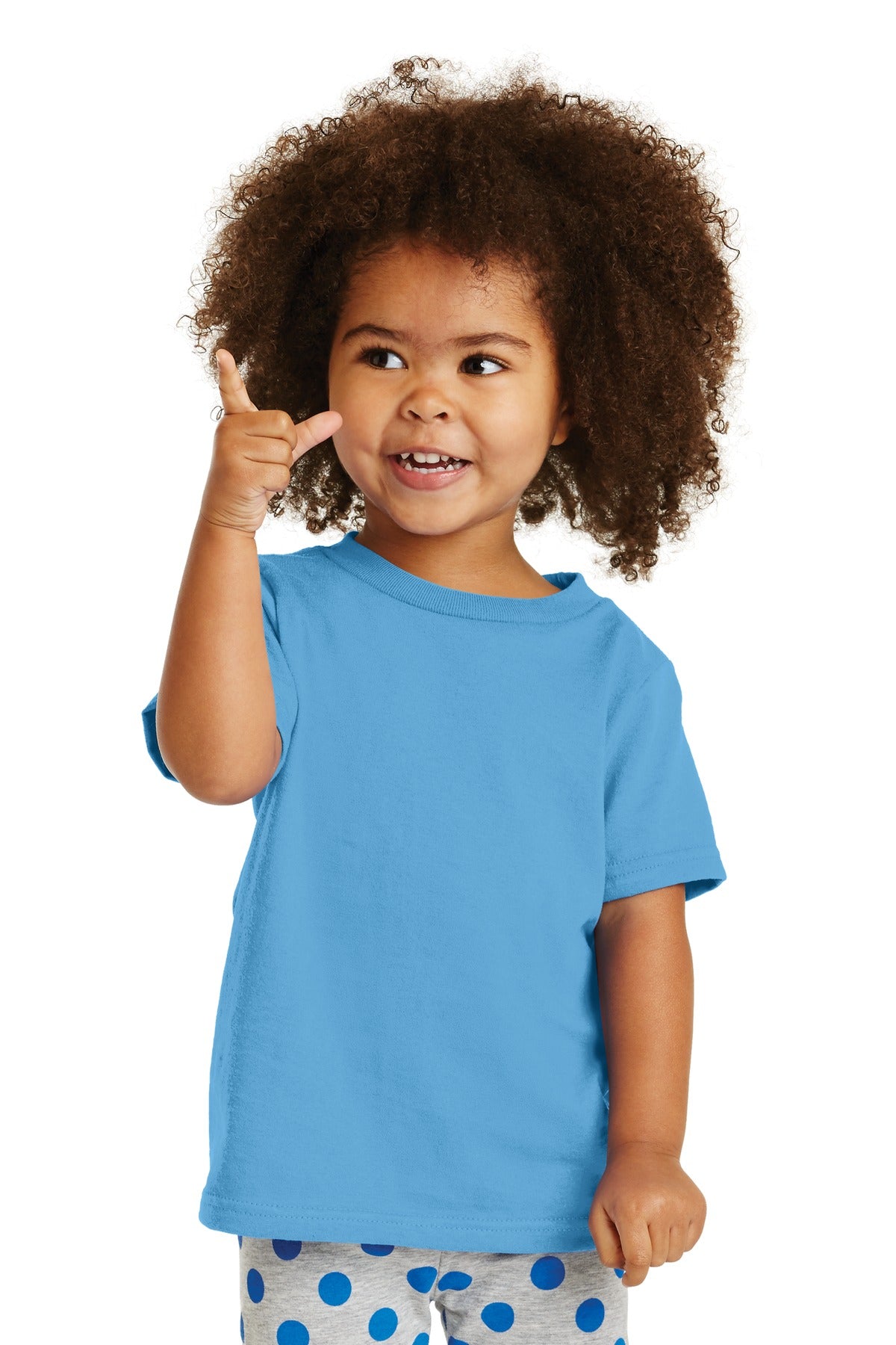 Front View of Aquatic Blue Port & Company Toddler Core Cotton Tee. CAR54T