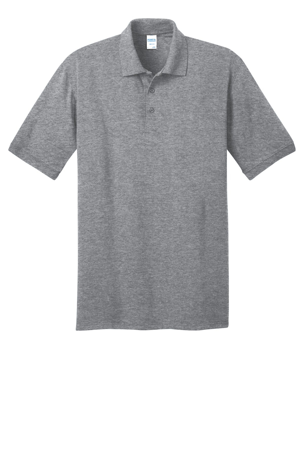 Front View of Athletic Hthr Port & Company Tall Core Blend Jersey Knit Polo. KP55T