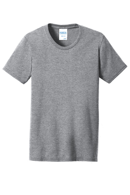 Front View of Athletic Hthr Port & Company Women's Core Blend Tee. LPC55