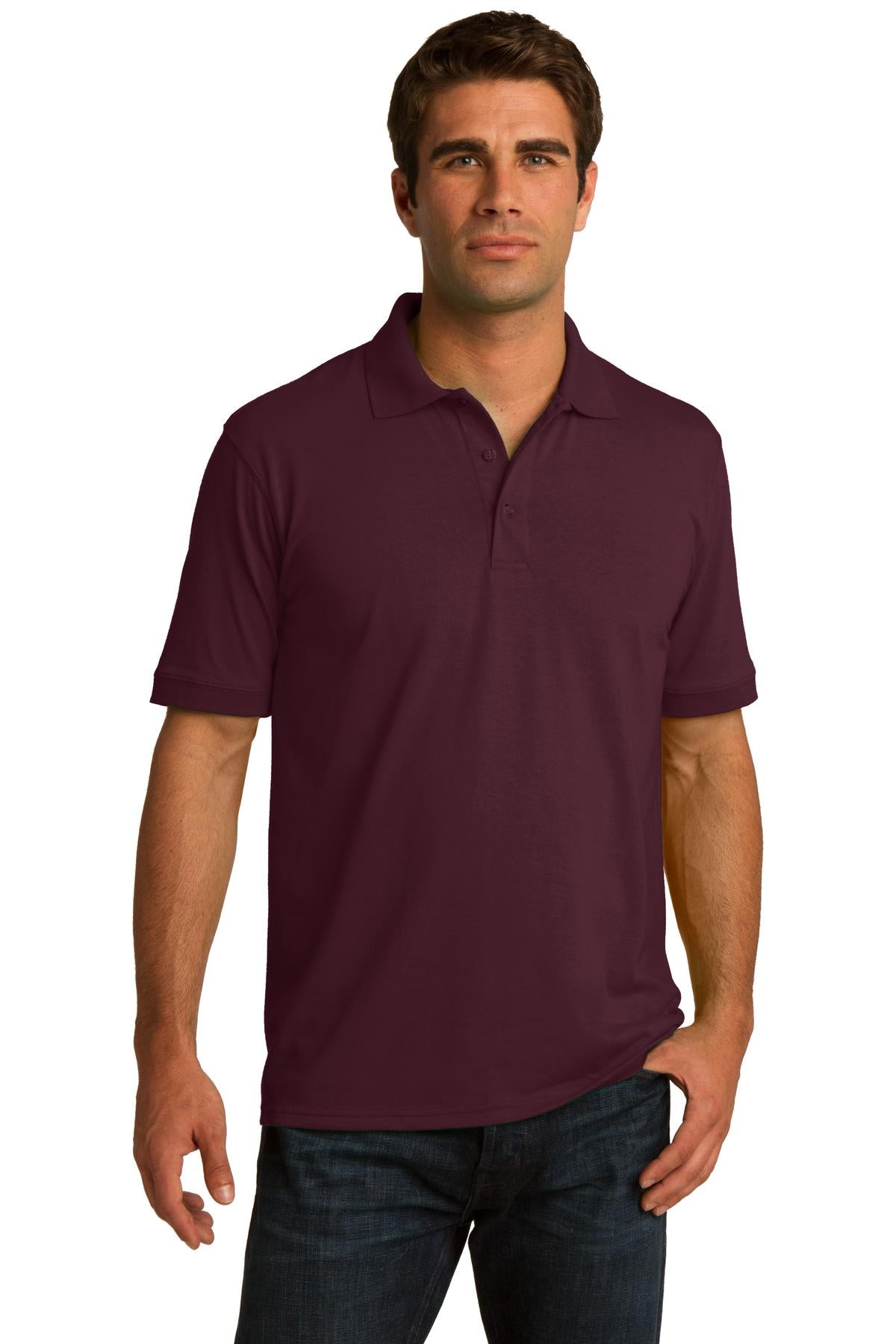 Front View of Athletic Marn Port & Company Tall Core Blend Jersey Knit Polo. KP55T