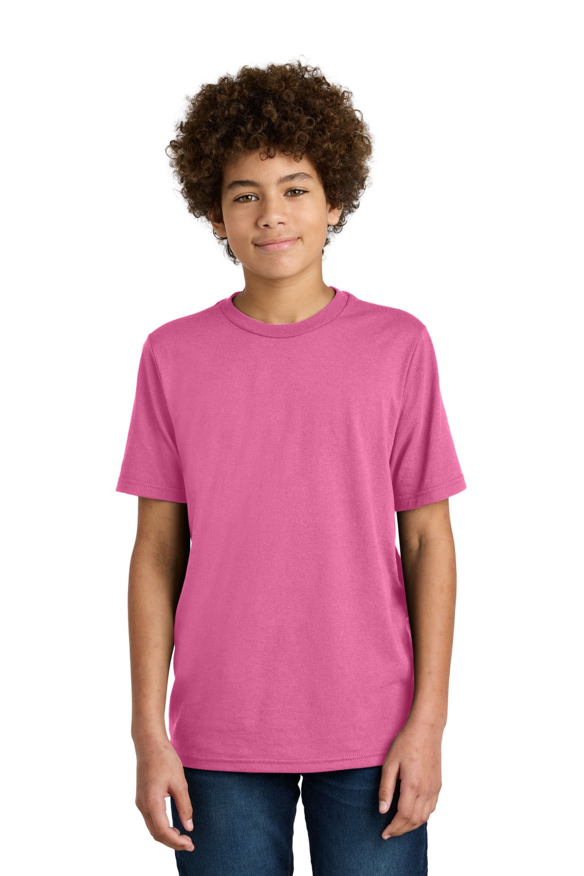 Front View of AwrnsPink Port & Company Youth CVC Tee PC340Y