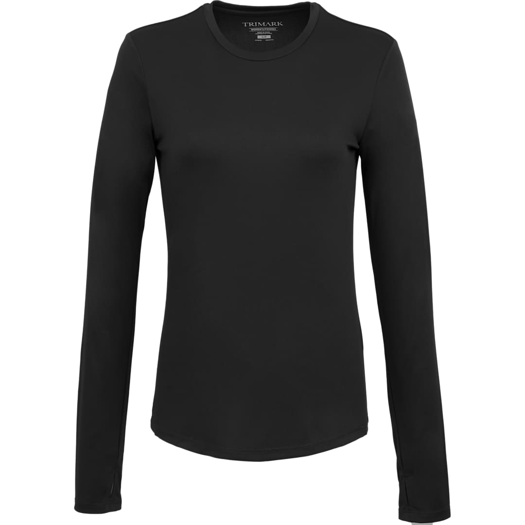 Front View of Black DARA LS Tech Tee - Women's plain