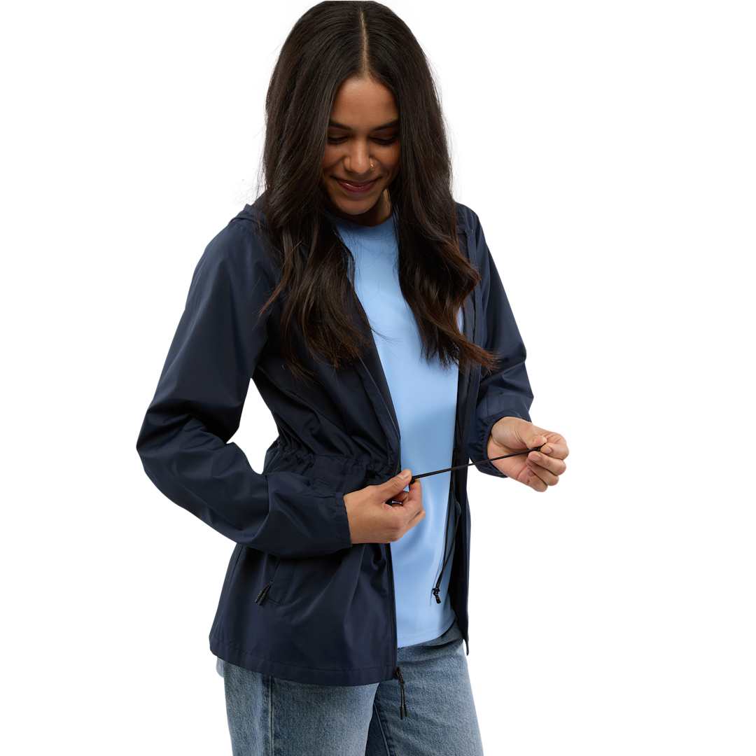 Front View of Blue ANETO Lightweight Packable Jacket - Women's plain