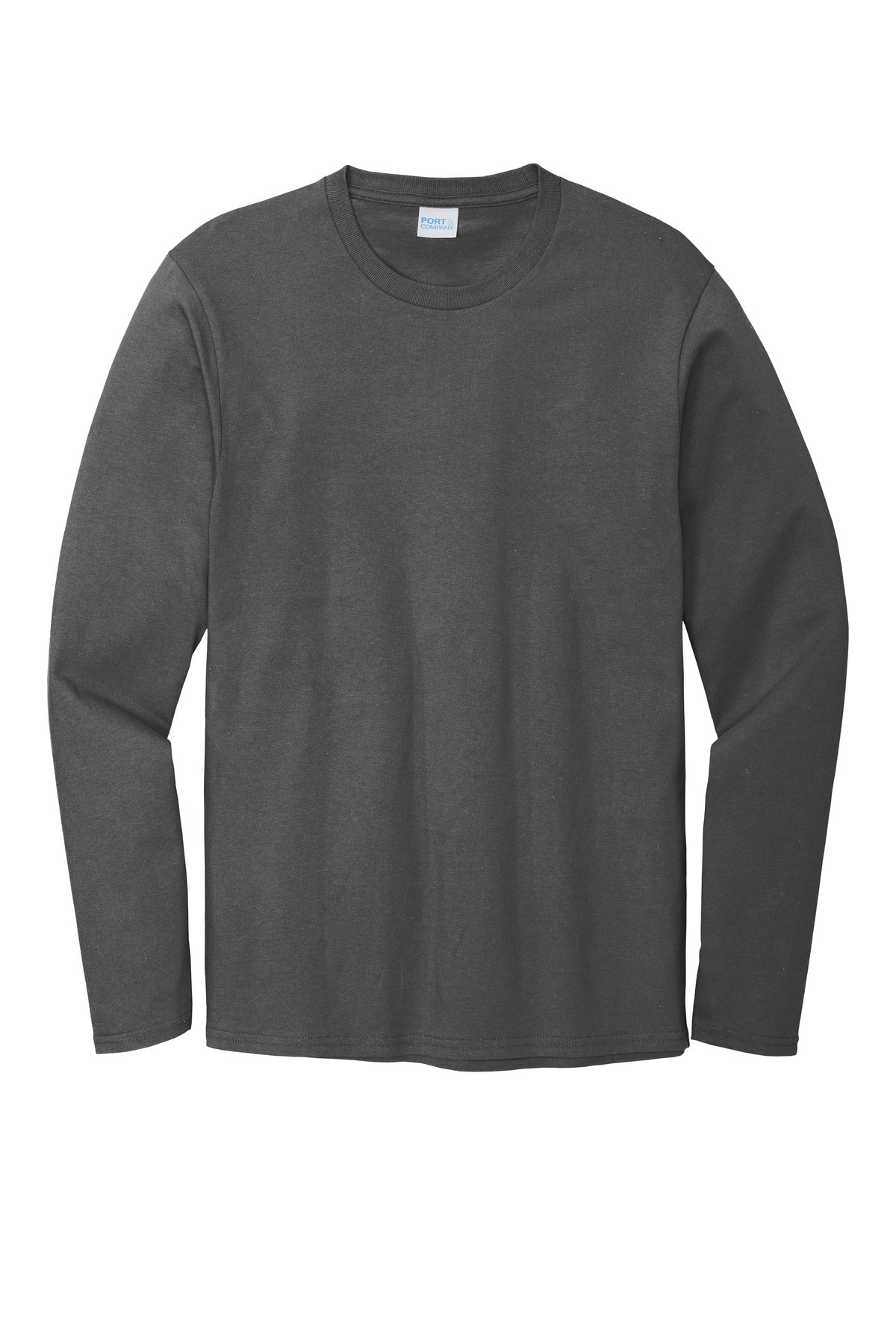 Front View of Coal Grey Port & Company Long Sleeve Bouncer Tee PC600LS