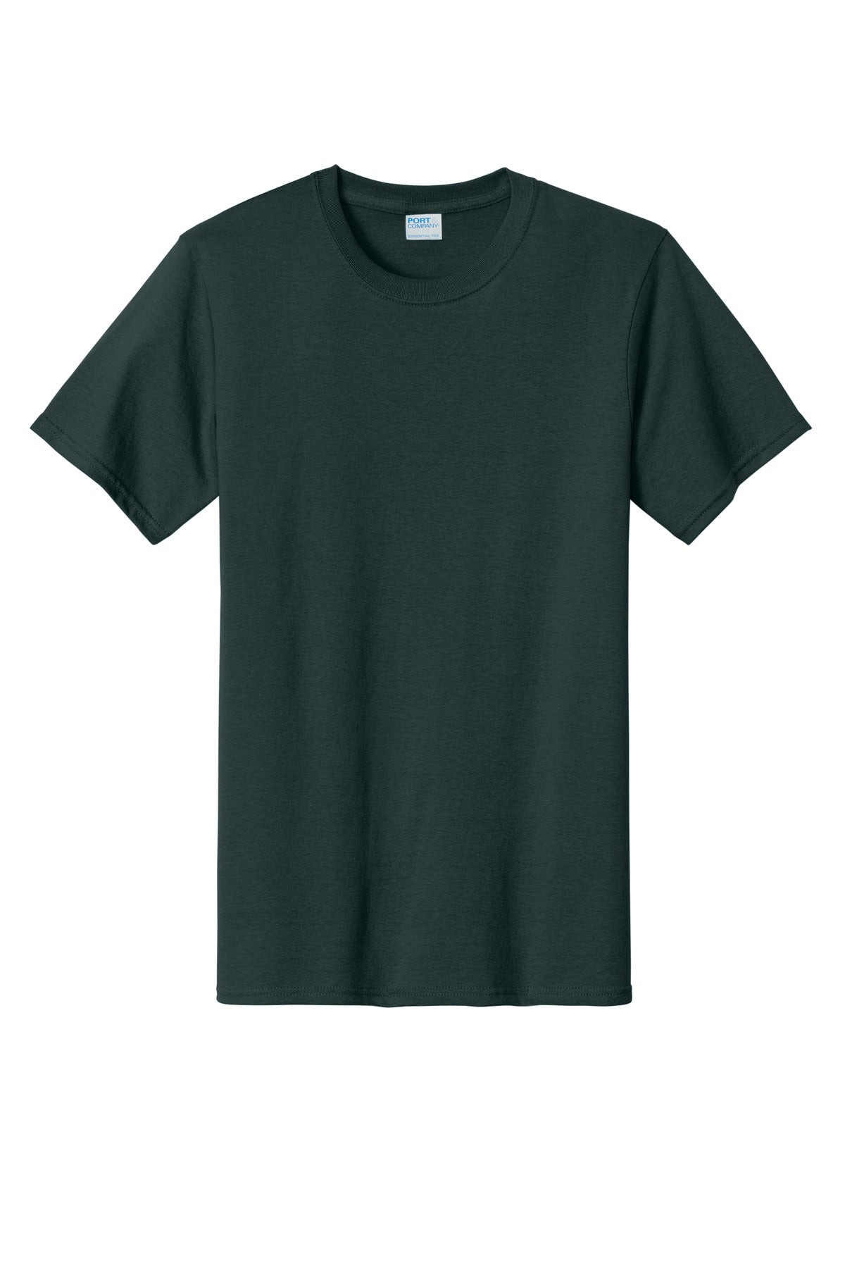 Front View of Dark Green Port & Company Tall Essential Tee. PC61T
