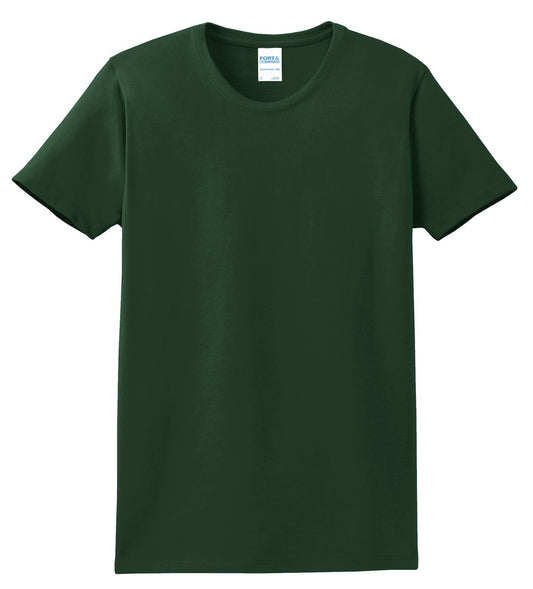 Front View of Dark Green Port & Company Women's Essential Tee. LPC61