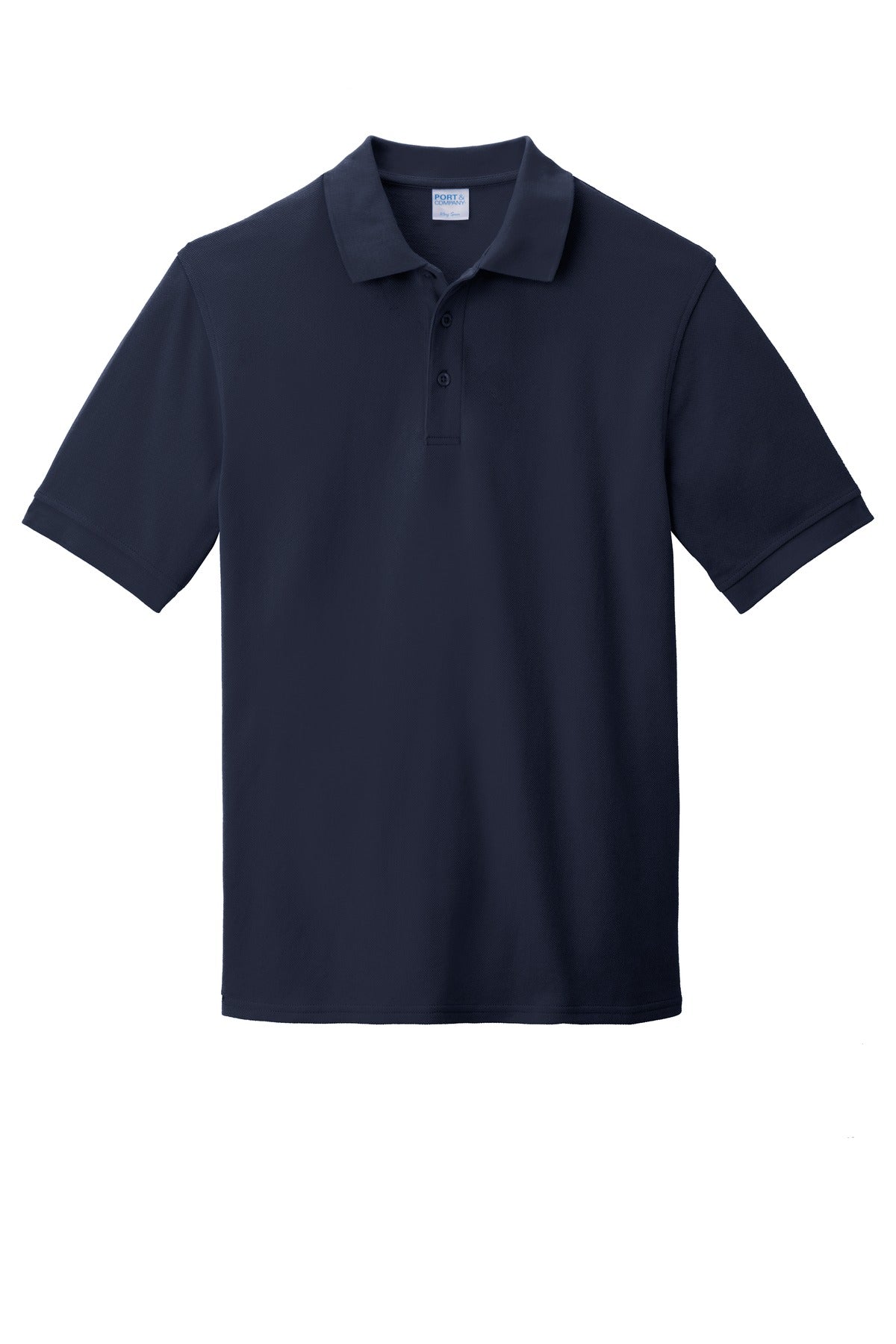Front View of Deep Navy Port & Company Combed Ring Spun Pique Polo. KP1500